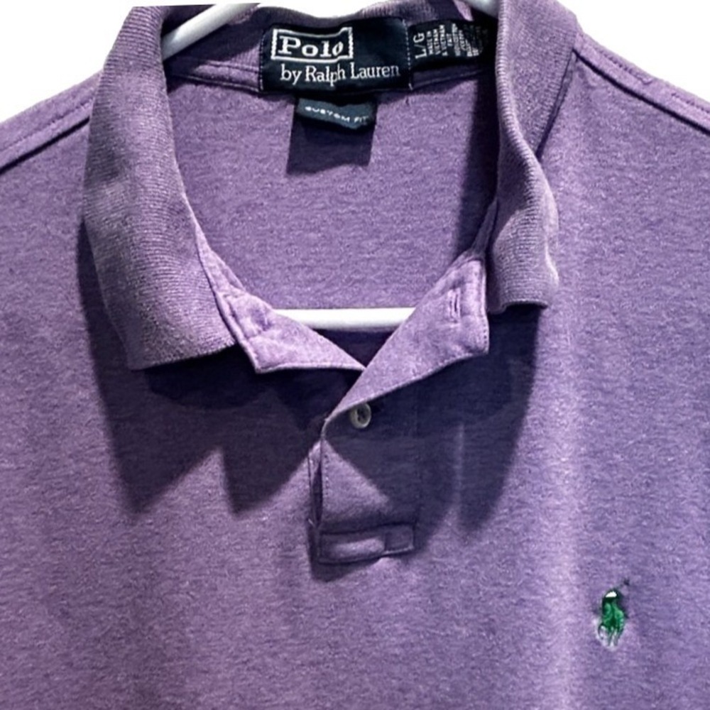 Polo Ralph Lauren Polo Shirt Large Mens Purple Custom Fit Short Sleeve Cotton